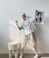 Asymmetric Art Panel Drawcord Shirt